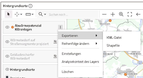 Export-Menü – Dateiformat wählen